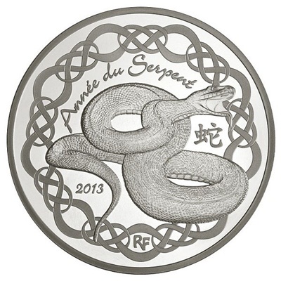 2013 €10 Silver Proof - Year of the SNAKE - Click Image to Close